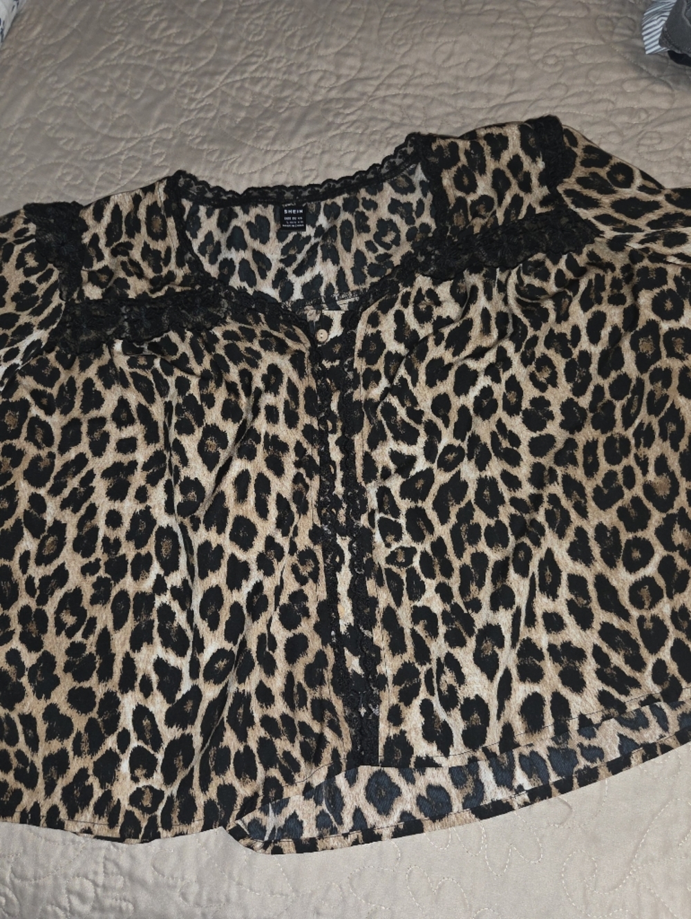 SHEIN Leopard Print Blouse in Tan and Black